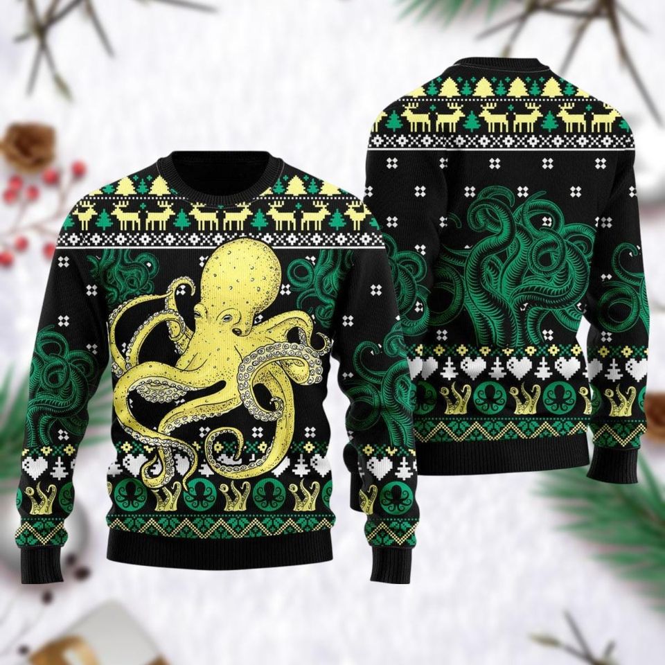 Christmas Octopus Ugly Sweater, Octopus Ugly Christmas Sweater