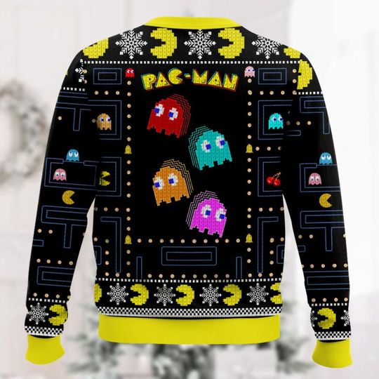 Christmas Pac Man Ugly Sweater, 80S Arcade Game Pac Man Sweater, Vintage 80S Video Game Sweater Men - Image 8