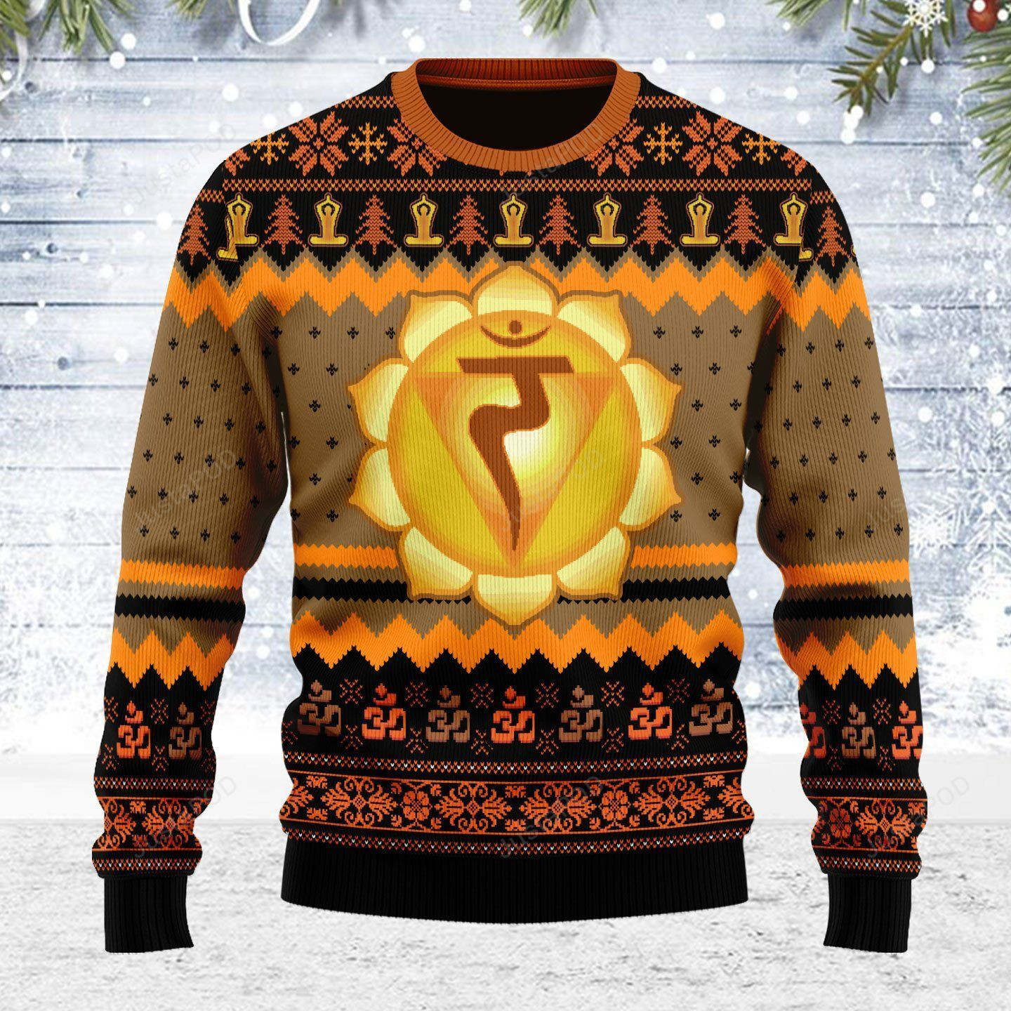 Christmas Pattern Solar Plexus Chakra For Unisex Ugly Christmas Sweater Adult 3D Funny Matching for family