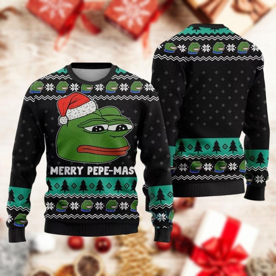 Christmas Pepe The Frog Meme Sweater, Merry Pepe Mas Ugly Sweater