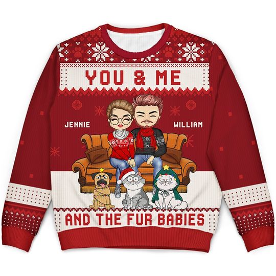 Christmas Pet Lovers Couple You & Me - Gift For Pet Lover Couples - Personalized Unisex Ugly Sweater - Image 2