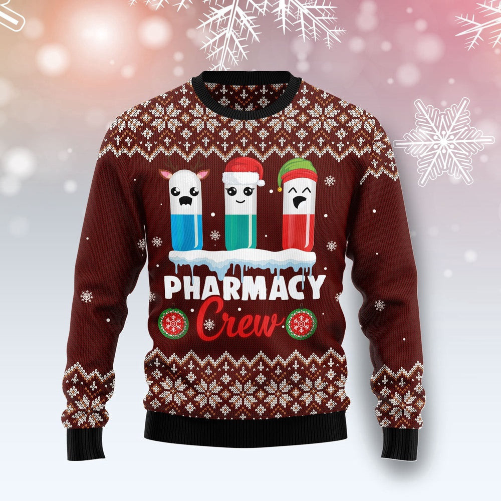 Christmas Pharmacy Crew Ugly Christmas Sweater Unisex Womens Mens Couples Matching Friends Funny Family Ugly Christmas Holiday Sweater Gifts