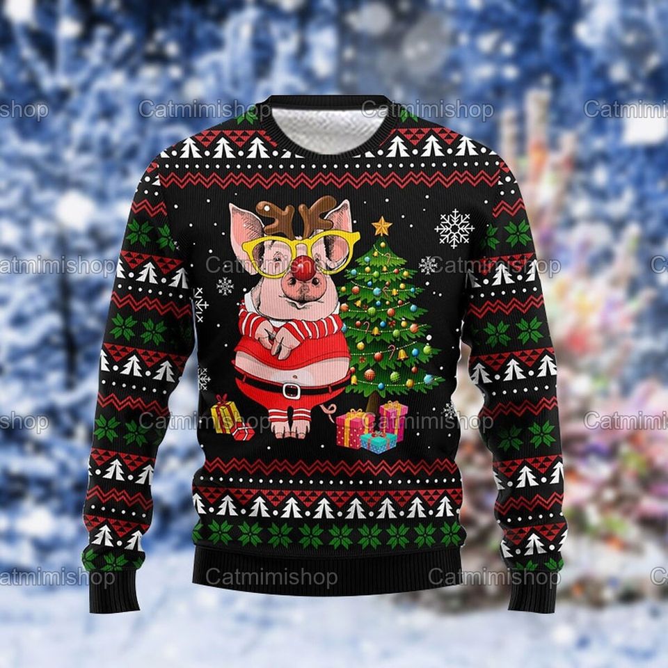 Christmas Pig Sweater - Funny Apparel Gift for Pig Enthusiasts - Image 3