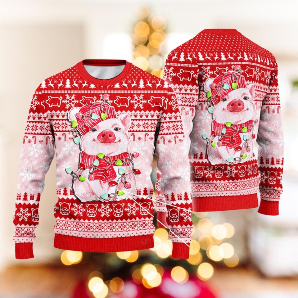 Christmas Pig Ugly Sweatshirt, Holiday Christmas