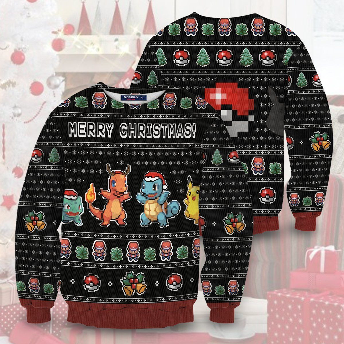 Christmas Poke Ugly Christmas Sweater Adult 3D Funny Matching for family