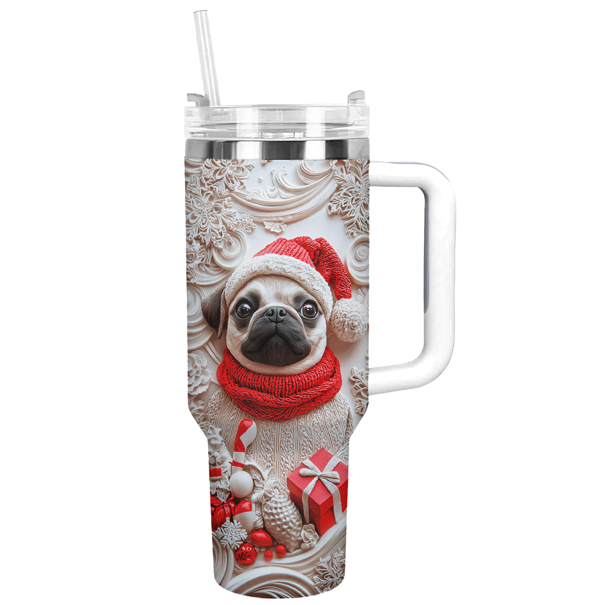 Christmas Puggy Custom Stanley Cup 40 oz 30 oz Tumbler With HandleTVC2301486