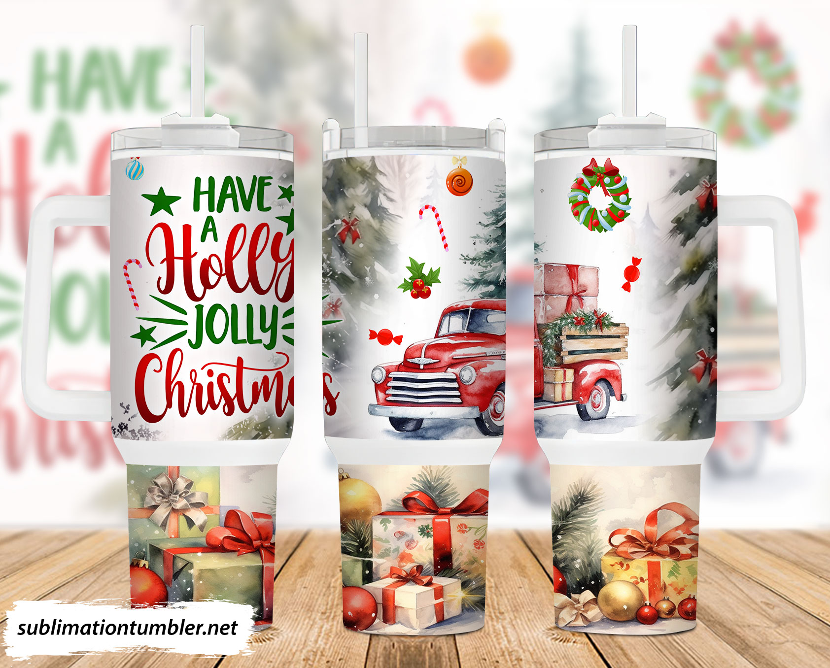 Christmas Red Truck Custom Stanley Cup 40 oz 30 oz Tumbler With HandleTVC2301902
