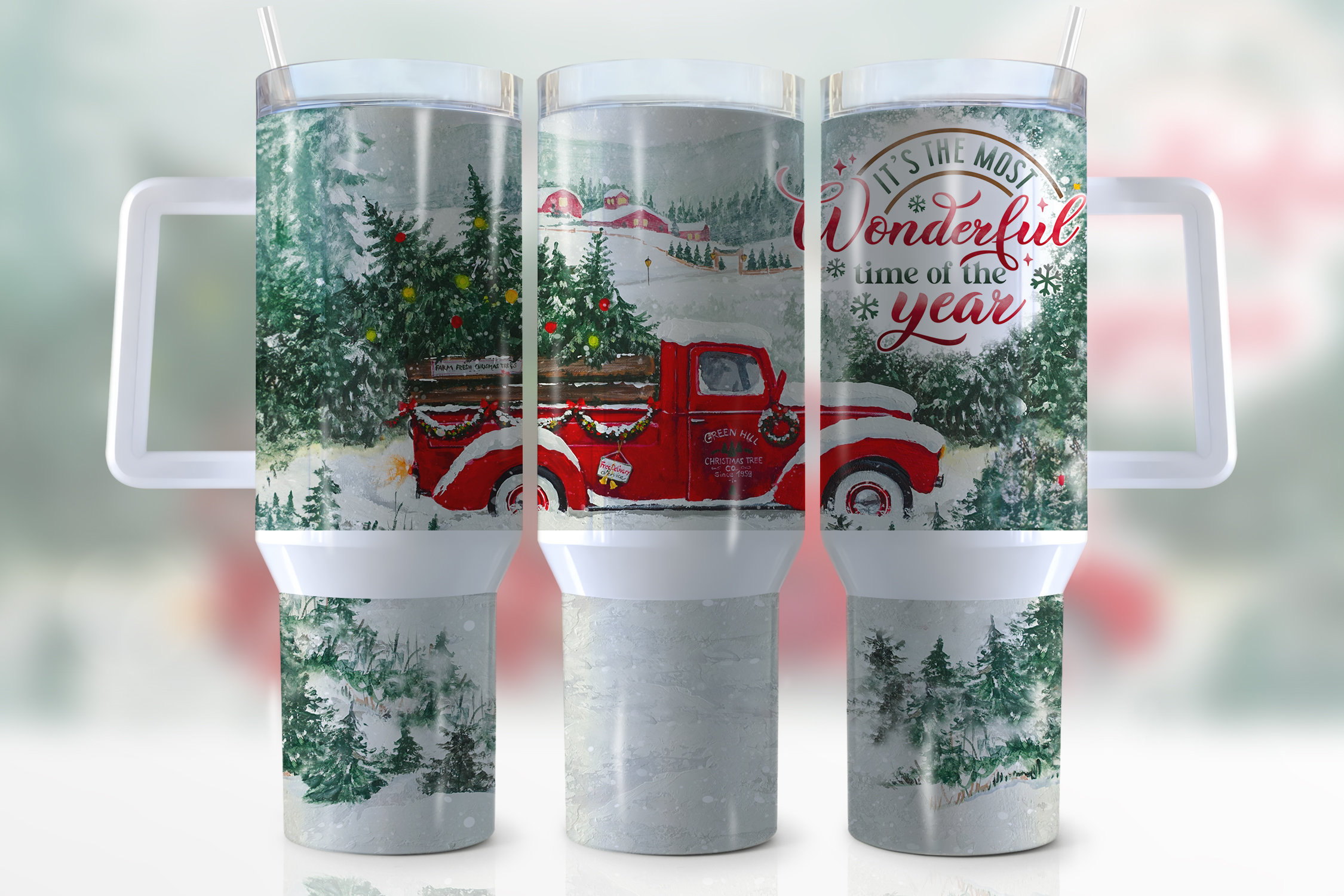 Christmas Red Truck Custom Stanley Cup 40 oz 30 oz Tumbler With HandleTVC2301946