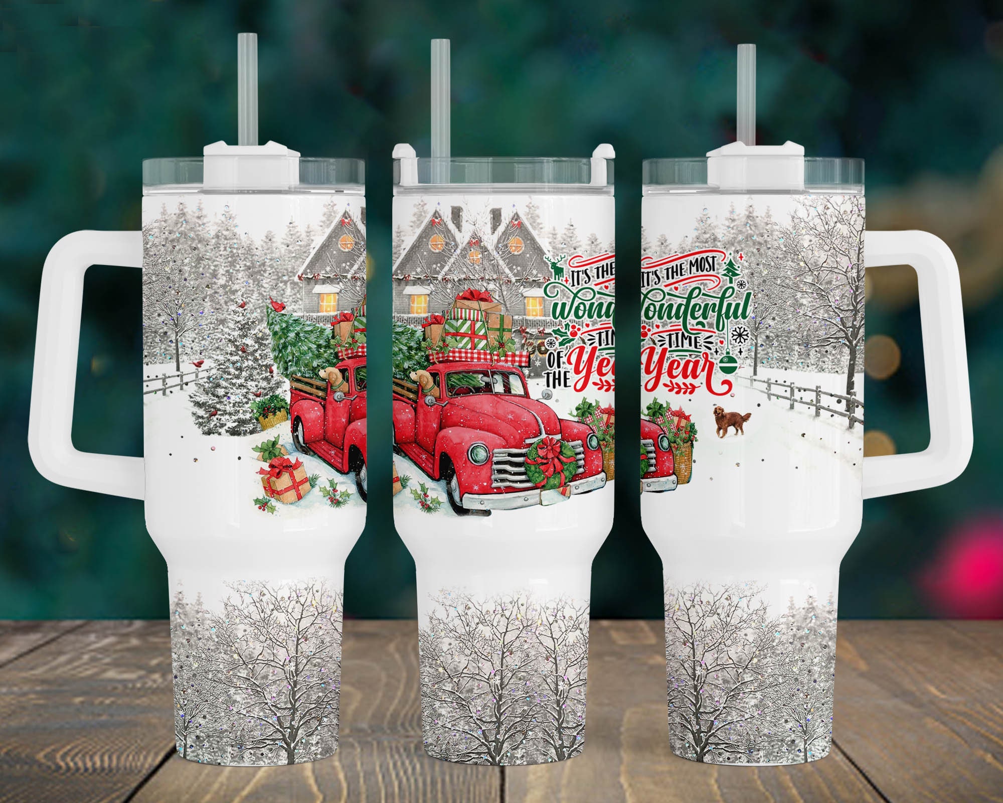 Christmas Red Truck Custom Stanley Cup 40 oz 30 oz Tumbler With HandleTVC2301957