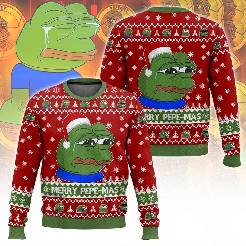 Christmas Sad Pepe The Frog Meme Sweater, Merry Pepe Mas Ugly Sweater