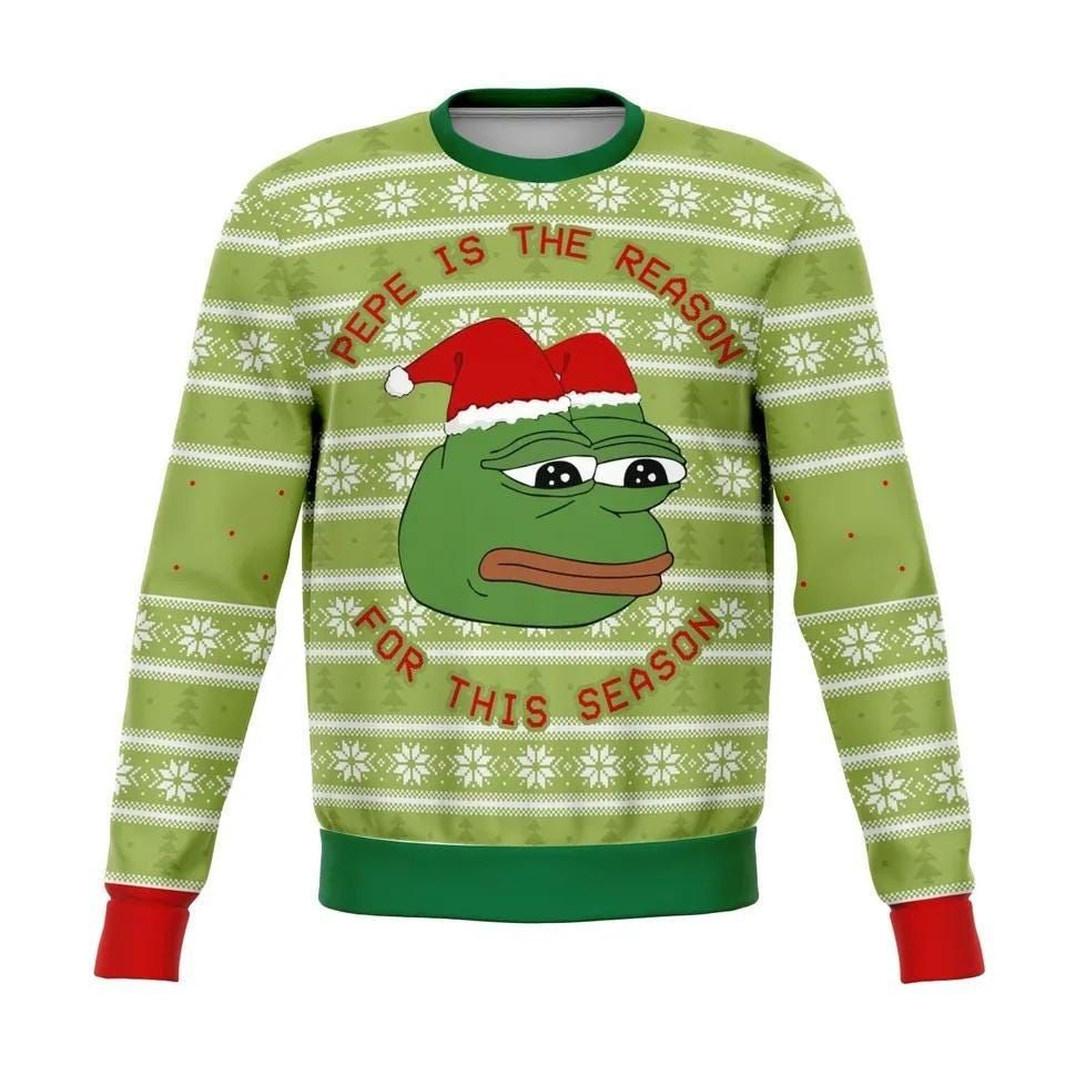 Christmas Sad Pepe The Frog Meme Ugly Sweater, Pepe Is The Reason For This Season