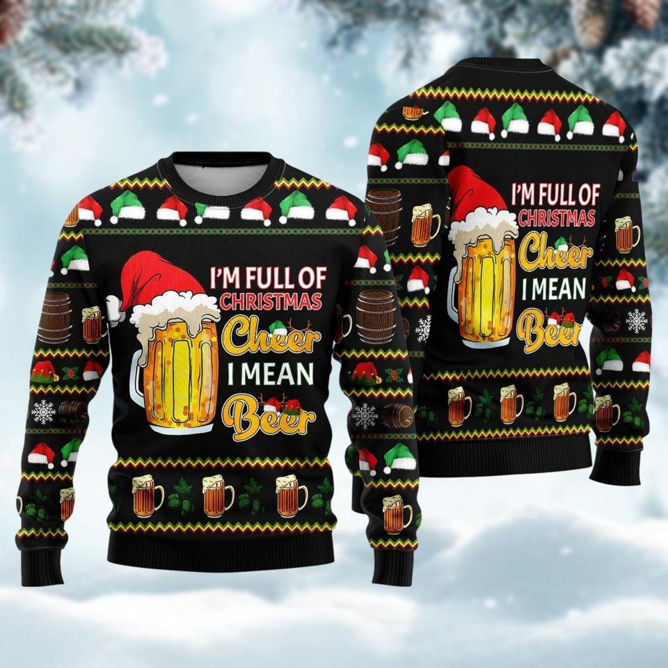 Christmas Santa Beer Ugly Sweater, Cheer Xmas Sweater