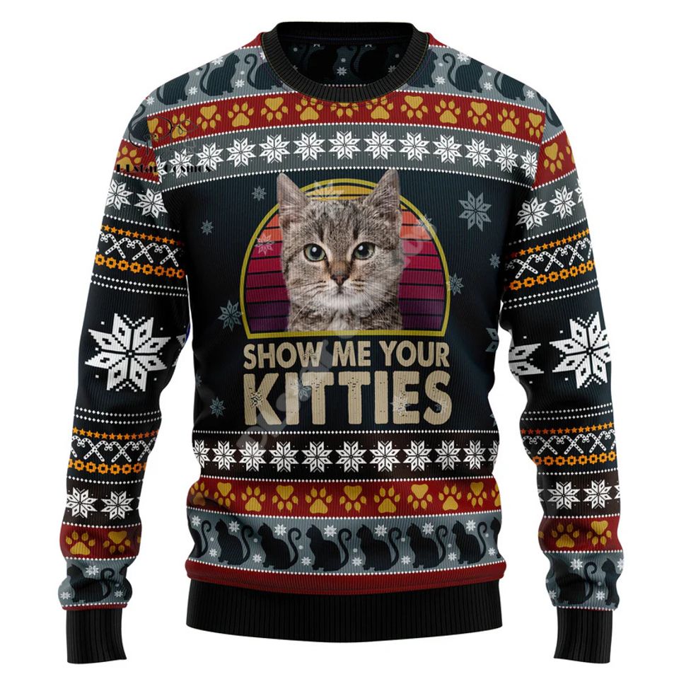 Christmas Santa Claus Cartoon Anime Graffiti Retro Winter Ugly Sweater