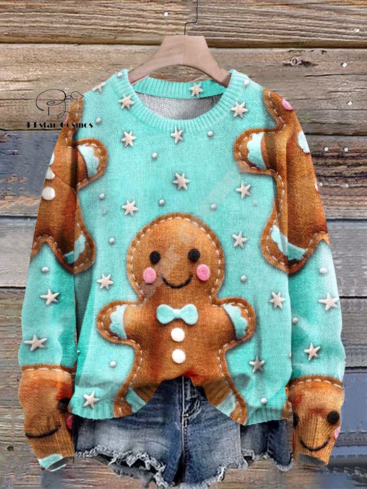 Christmas Santa Claus Cat Dog Graffiti Vintage Retro Winter Ugly Sweater