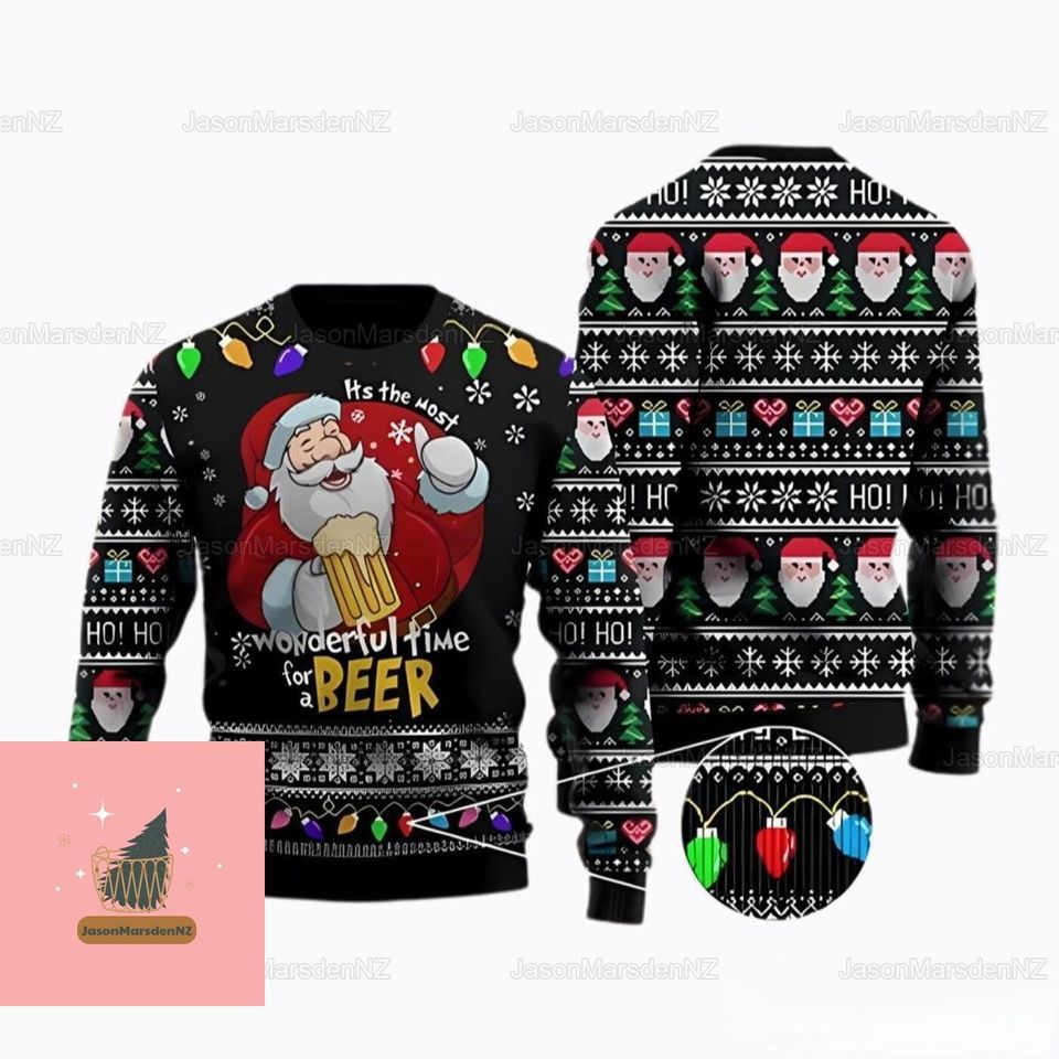 Christmas Santa Claus Ugly Sweater, Santa Claus Beer Christmas Sweater