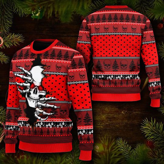 Christmas Santa Skull 3D Sweater - Image 5