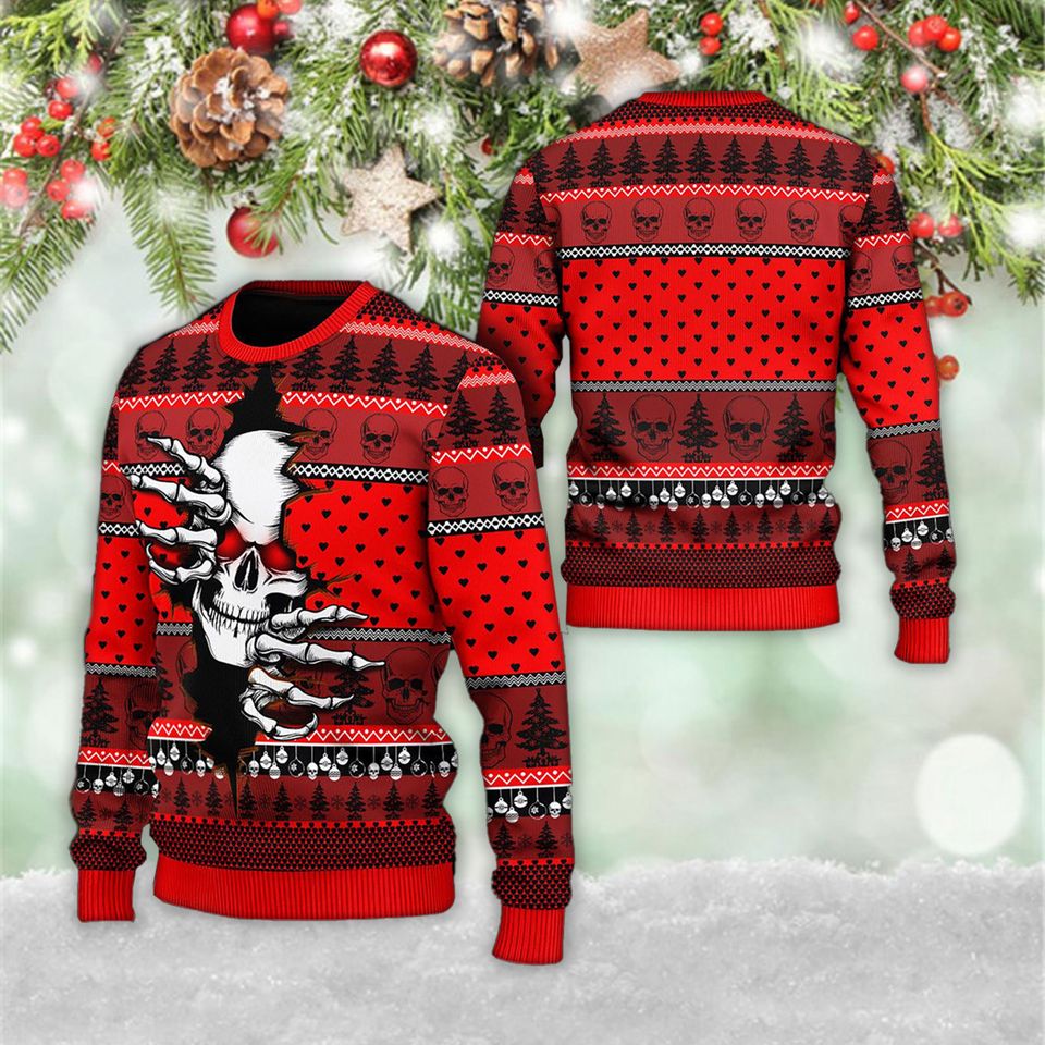 Christmas Santa Skull 3D Sweater