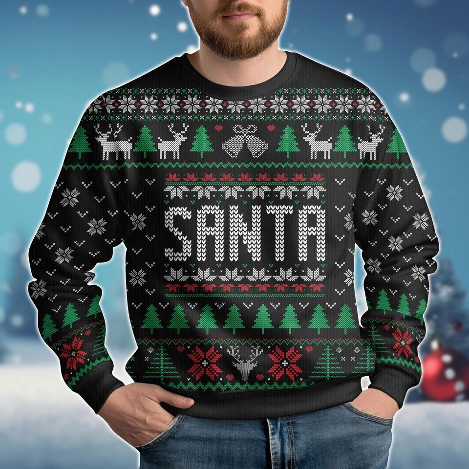 Christmas Santa Ugly Sweater, Santa Claus Holiday Sweater
