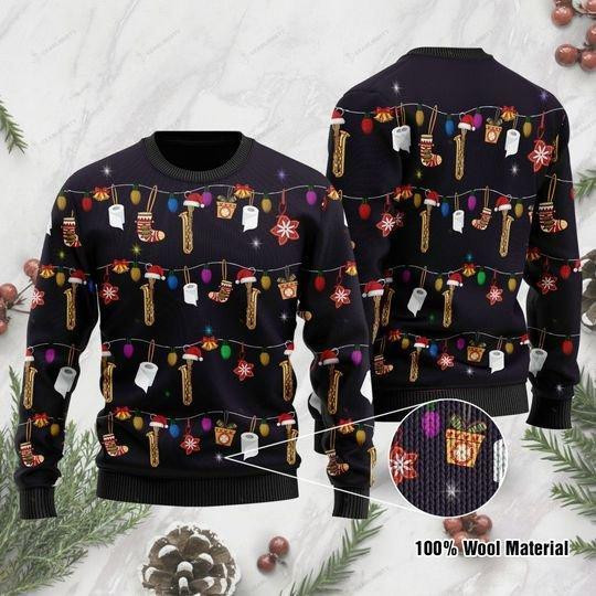 Christmas Saxophone Ugly Christmas Sweater Adult 3D Funny Matching for family