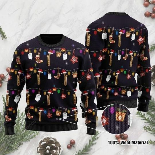 Christmas Saxophone Ugly Christmas Sweater Adult 3D Funny Matching for family