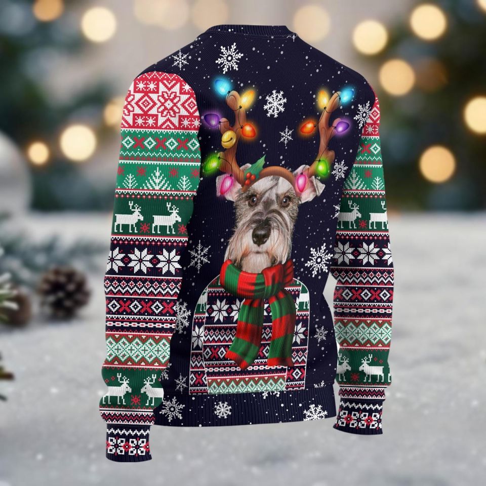 Christmas Schnauzer Dog Ugly Sweater, Cute Pet Xmas Sweater - Image 4