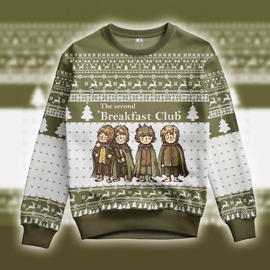 Christmas Second Breakfast Ugly Sweater, Christmas Gift Sweatshirt, Xmas Sweater - Image 5