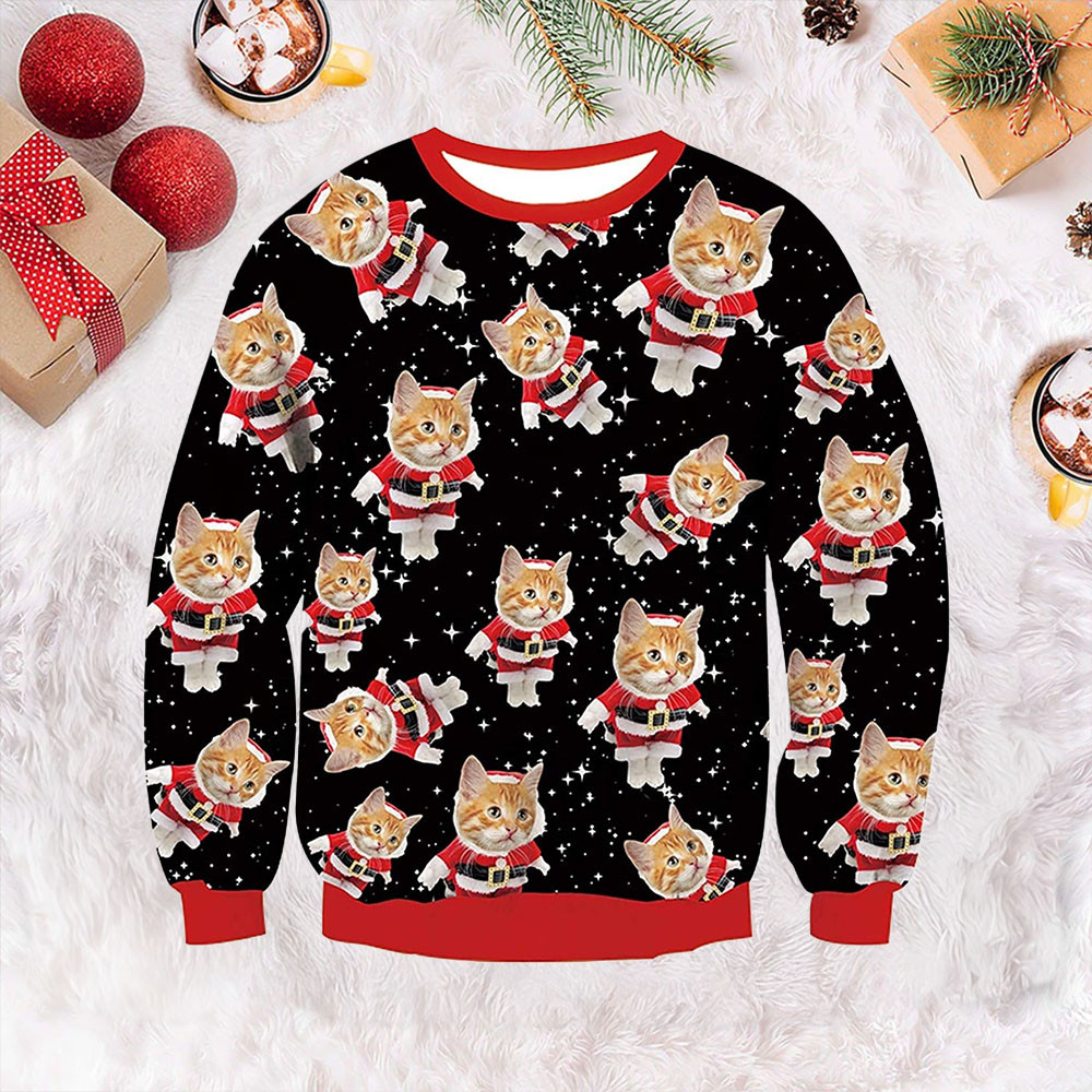 Christmas Shirt Cat Ugly Christmas Sweater Funny Xmas Clothing Cat Lovers Gifts
