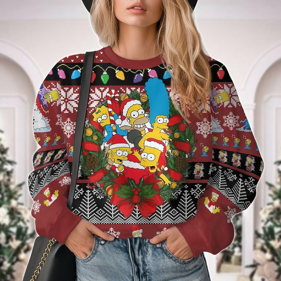 Christmas Simpsons Ugly Sweater, Homer And Bart Christmas Sweater,