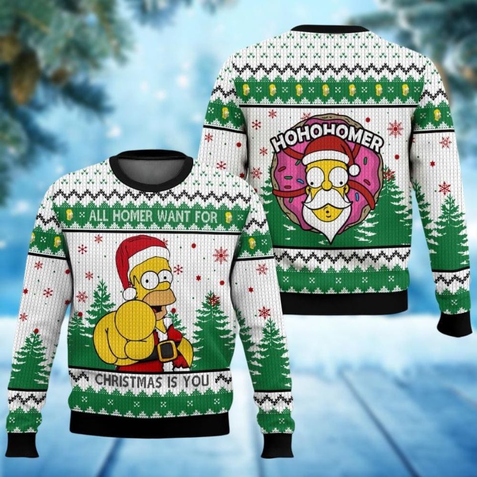Christmas Simpsons Ugly Sweater, Homer Simpson Xmas Sweater