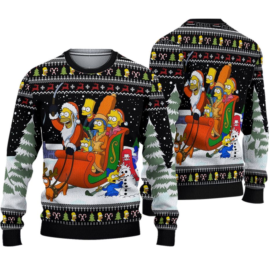 Christmas Simpsons Ugly Sweater, Simpson Ugly Sweater