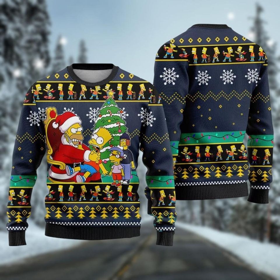 Christmas Simpsons Ugly Sweater, Simpson Ugly Sweater, Simpsons Homer Xmas Sweater