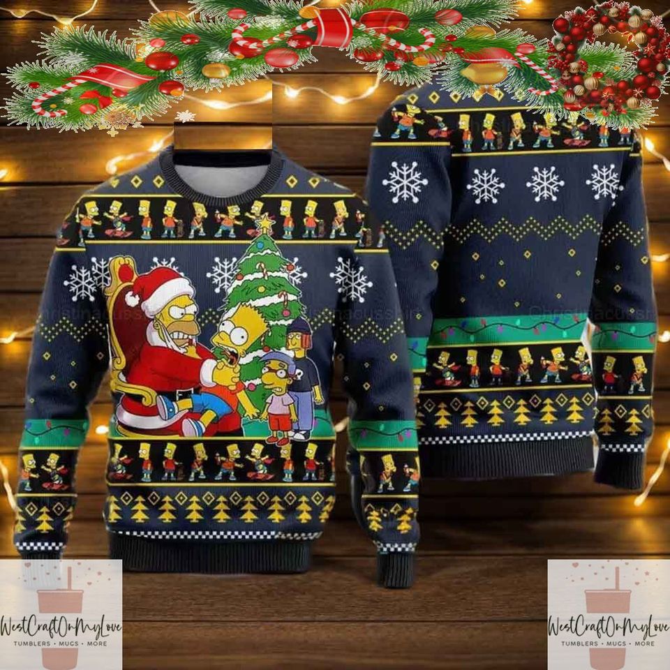 Christmas Simpsons Ugly Sweater, Simpsons Homer Xmas Sweater