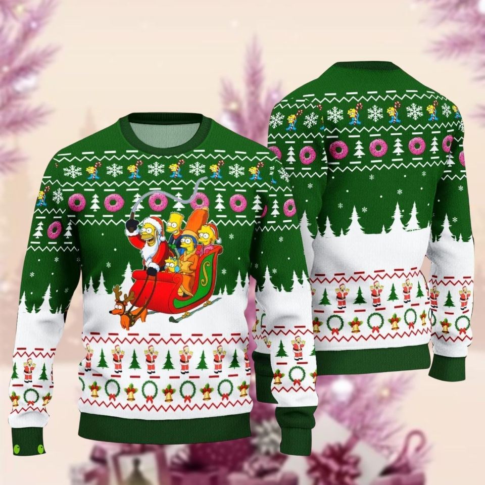 Christmas Simpsons Ugly Sweater, Simpsons Santa Xmas Ugly Sweatshirt