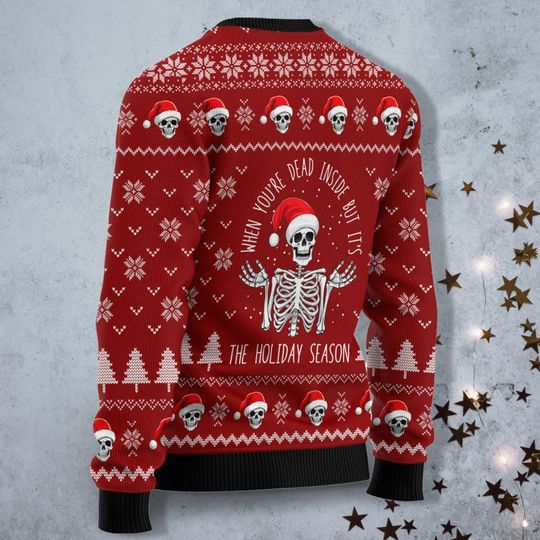 Christmas Skeleton Ugly Sweater, Spooky Christmas Tee, Merry Creepmas - Image 12