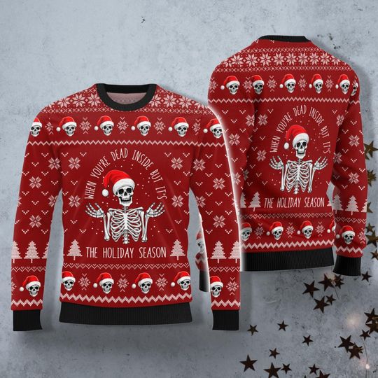 Christmas Skeleton Ugly Sweater, Spooky Christmas Tee, Merry Creepmas - Image 9