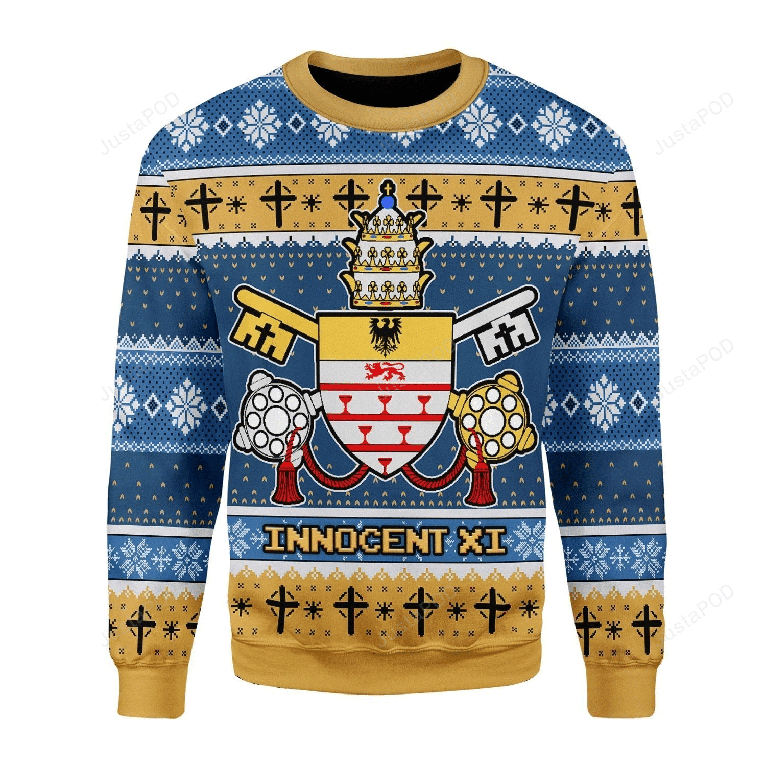 Christmas Snowflake Pattern Innocent Xi Coat Of Arms For Unisex Ugly Christmas Sweater Adult 3D Funny Matching for family