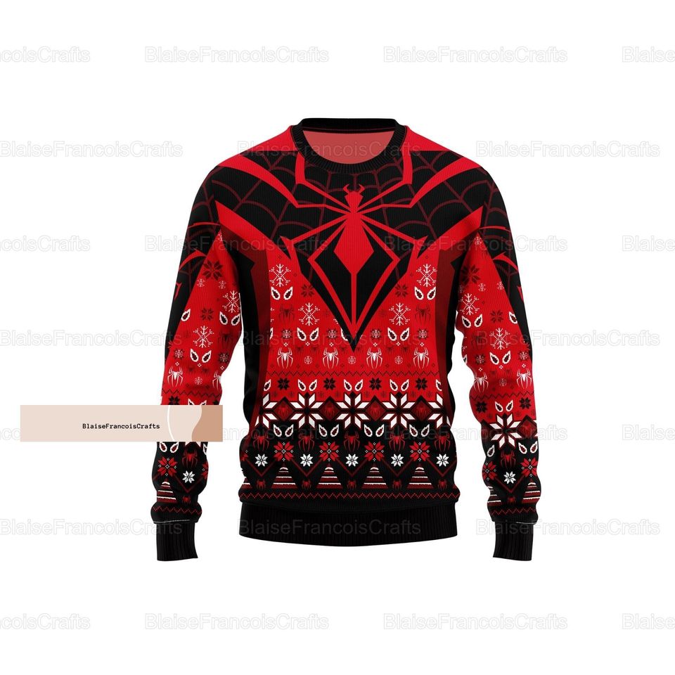 Christmas Spider Punk Ugly Sweater, Across The Spider Verse Xmas Sweater