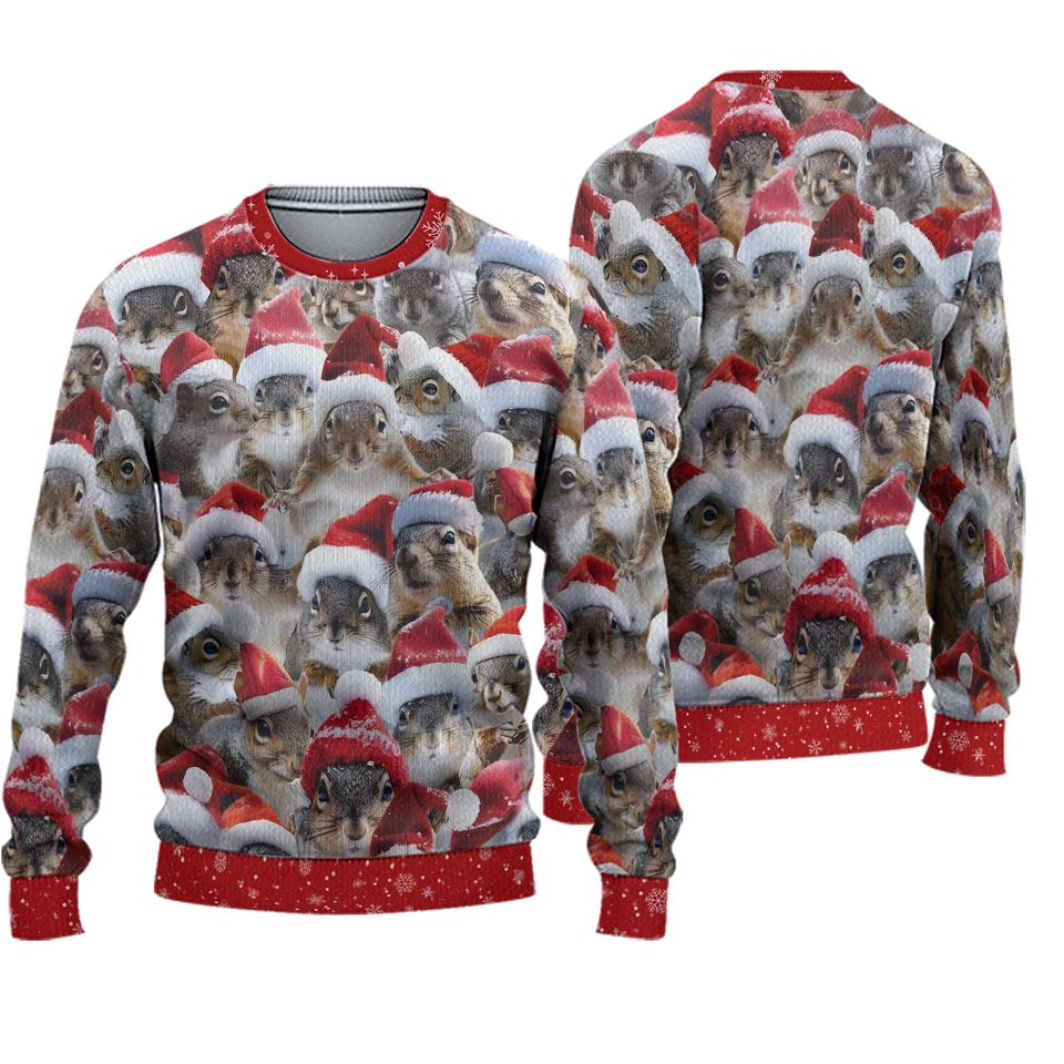 Christmas Squirrel Ugly Sweater, Squirrel Christmas