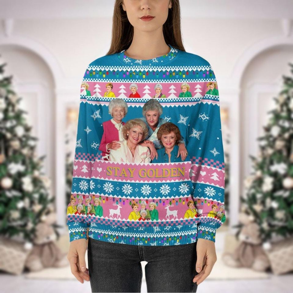 Christmas Stay Golden Thug Life Ugly Sweater, Vintage 80S Tv Sitcom Sweater, 80S Tv Sitcom - Image 3