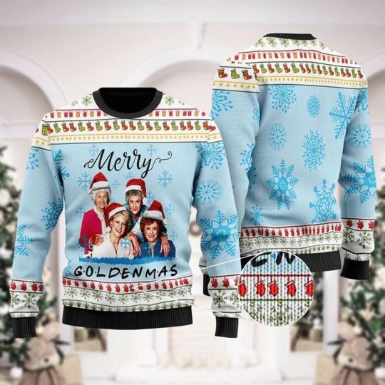 Christmas Stay Golden Ugly Sweater, Merry Goldenmas Sweater, 80S Tv Sitcom Woman Sweater - Image 7
