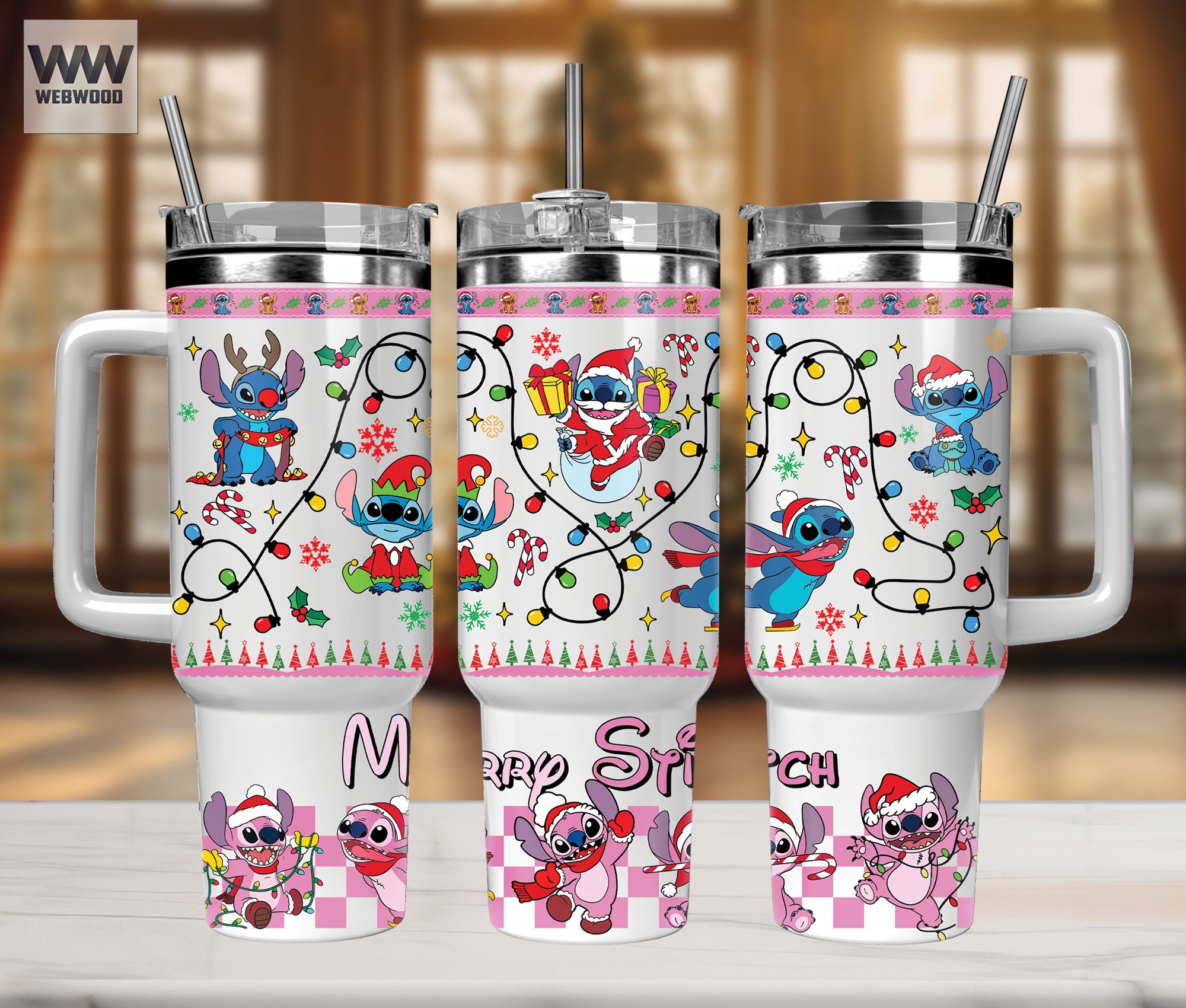 Christmas Stitch Disney Cartoon Custom Stanley Cup 40 oz 30 oz Tumbler With HandleTVC2301159