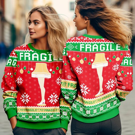Christmas Story Ugly Sweater, Leg Lamp Fragile - Image 8