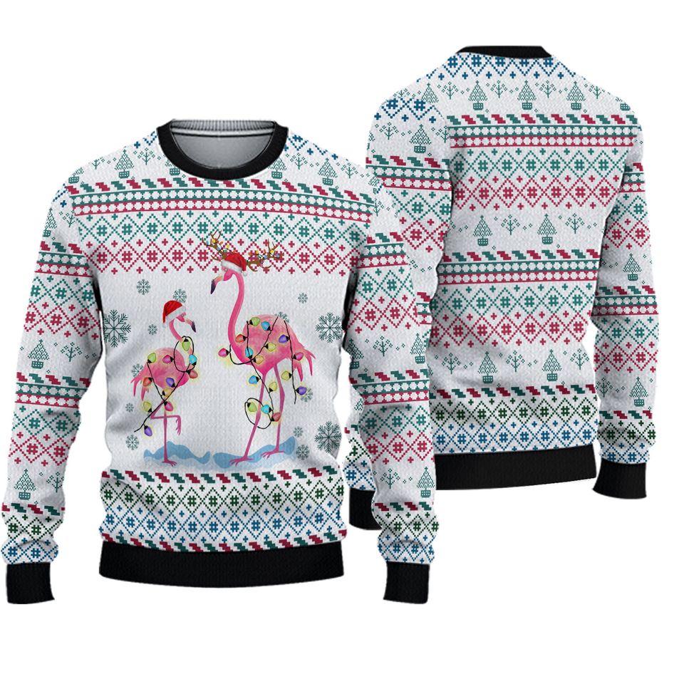 Christmas Sweater, Flamingo Sweater Christmas, Flamingo Christmas