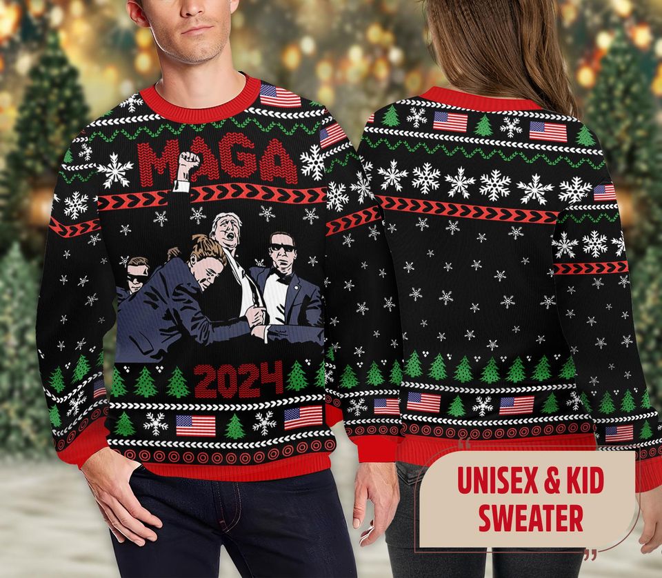 Christmas Sweater MAGA 2024 Ugly Christmas Sweater, Donald Trump Vote