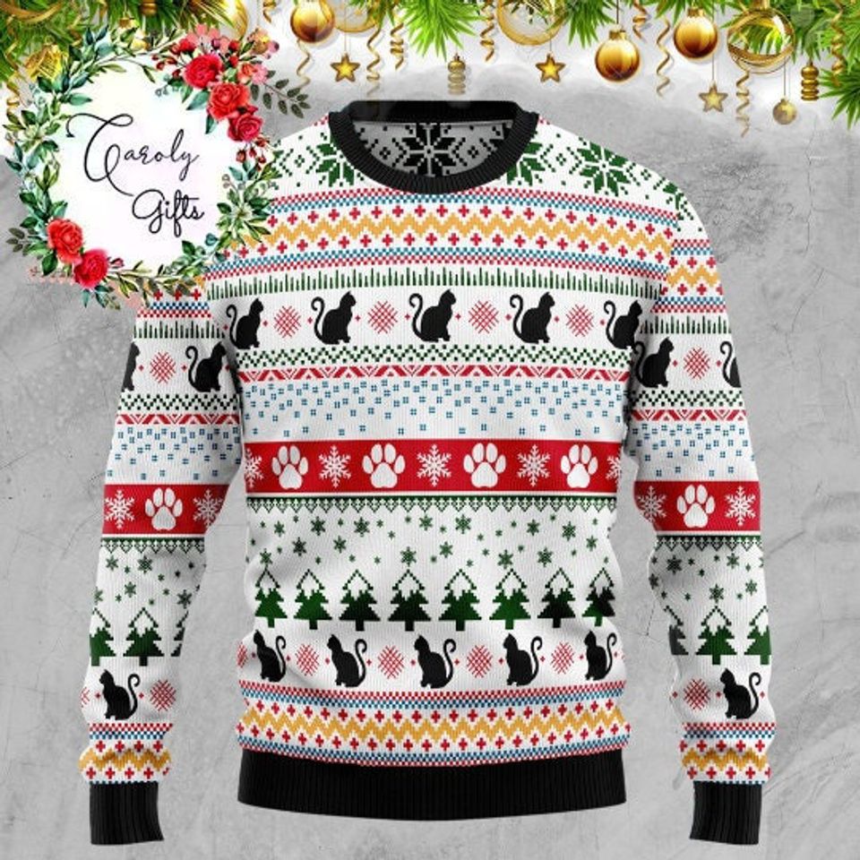 Christmas Sweater, Meowy Cat Ugly Christmas Sweater