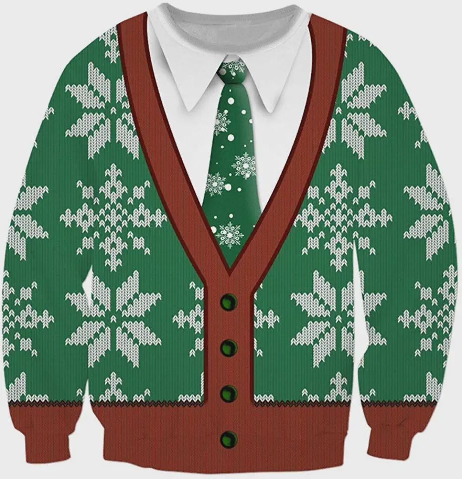 Christmas Sweater Nrutup Fake Ugly Christmas Sweater Adult 3D Funny Matching for family