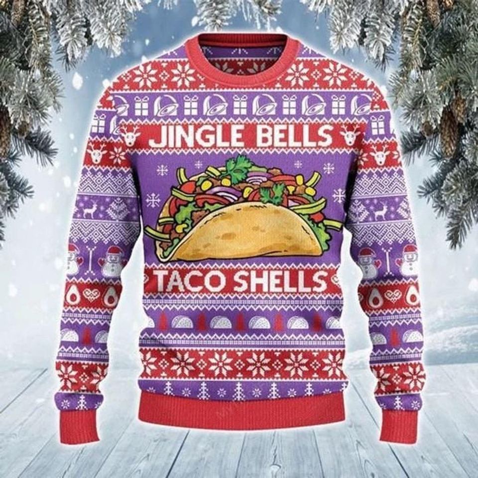 Christmas Taco Shirt | Jingle Bells Taco Shells | Ugly Xmas Sweater Gift, Ugly Sweater - Image 4