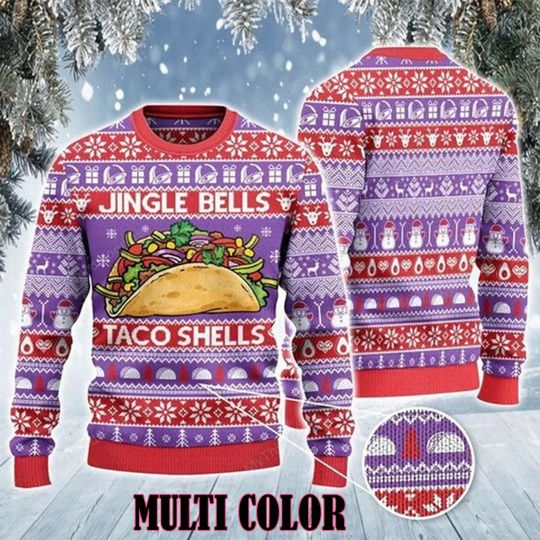 Christmas Taco Shirt | Jingle Bells Taco Shells | Ugly Xmas Sweater Gift, Ugly Sweater - Image 7