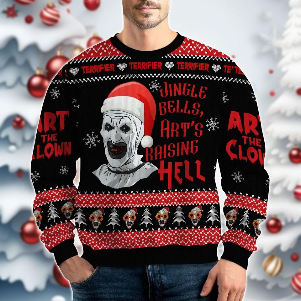 Christmas Terrifier Ugly Sweater, Terrifier Santa Xmas Ugly Sweatshirt