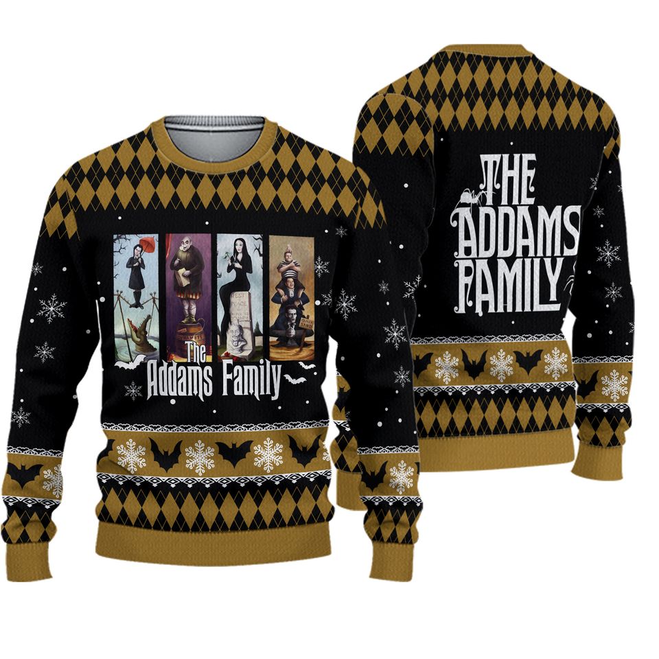 Christmas The Addams Family Ugly Sweater, The Addams Family Holiday Sweater